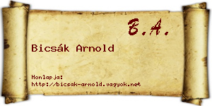 Bicsák Arnold névjegykártya